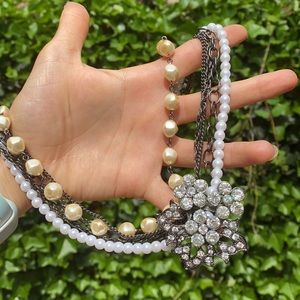 Pearl and crystal statement necklace